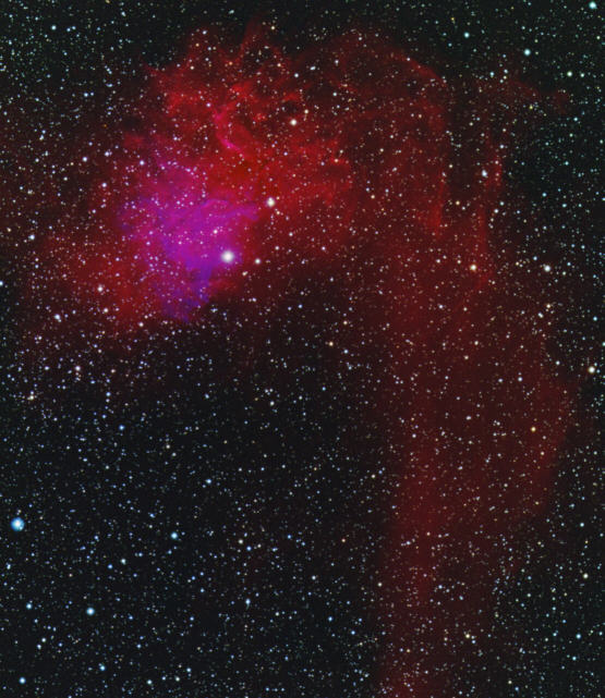 Emissionsnebel IC 405 um den Stern AE Aur mit seinem Reflexionsnebel (Sternbild Fuhrmann)